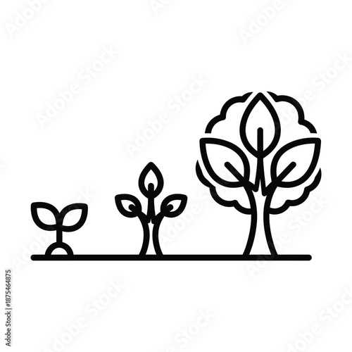 Tree growth stages from sprout to mature plant for development concept
