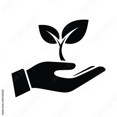 Hand holding a growing sprout for environmental care