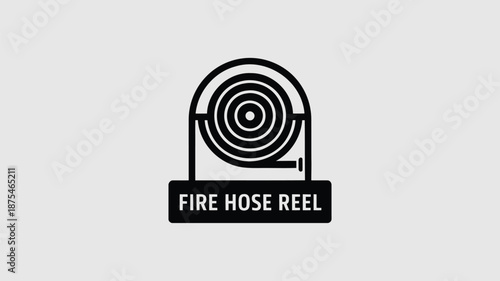 Fire hose reel icon for fire safety equipment