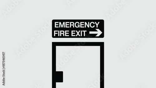 Emergency fire exit sign with arrow pointing right