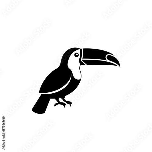A black and white toucan isolated on white background, Vector