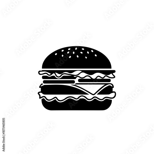 Classic burger with bacon isolated on white background, Vector