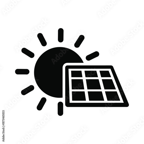 Solar panel and sun icon for renewable energy and solar power