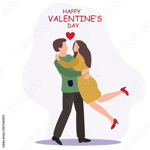 Couple in love together. Happy Valentines Day 14 February  Romantic happy loving couple. Valentine's Day, love & relationships. Happy Valentines Day vector illustration.