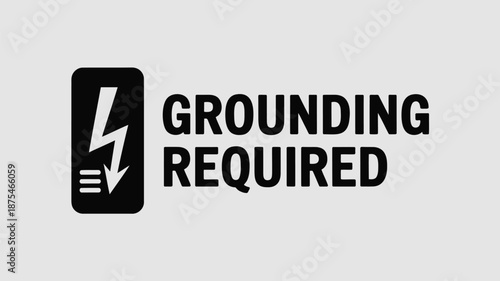Grounding required warning sign with lightning symbol