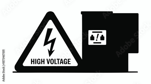 High voltage warning sign on electrical equipment