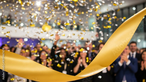 Wallpaper Mural Grand Opening Celebration with Golden Ribbon Cutting and Confetti Shower. Torontodigital.ca