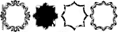 Ornate vintage decorative frames with floral and baroque patterns isolated on white background