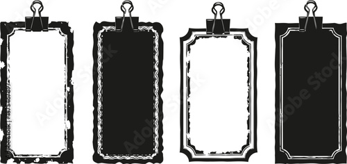 Vintage bookmark collection with distressed decorative borders and clip attachments