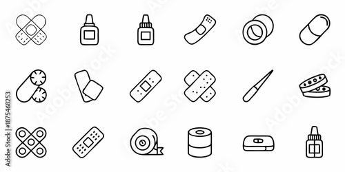 First aid medical healthcare icons for emergency treatment and wellness concepts