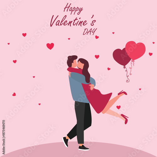 Couple in love together. Happy Valentines Day 14 February  Romantic happy loving couple. Valentine's Day, love & relationships. Happy Valentines Day vecto