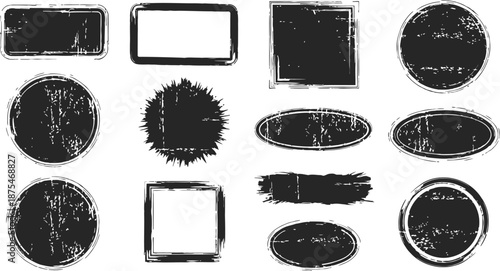 Brush Frame Rough Rectangle Box Shape Set Text Box Frame Rough Grunge Square Oval Paint Shape Element