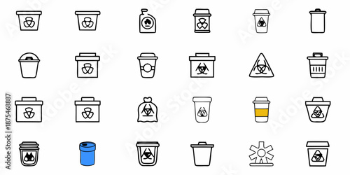 Modern recycling and trash bin icons for waste management environmental and eco friendly use