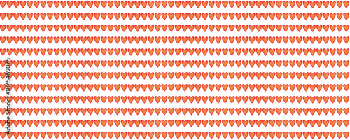 Seamless row of red hearts forming a romantic pattern background for for valentine's day, weddings and mother's day