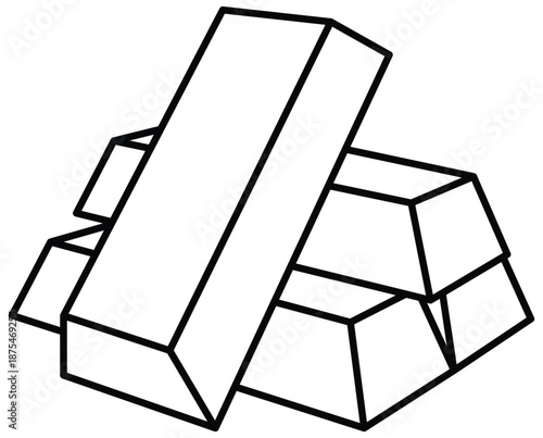 Gold Bar Line Icon for Finance and Business– Editable Stroke Vector Illustration of Ingots for Banking, Savings and Precious Metal Asset