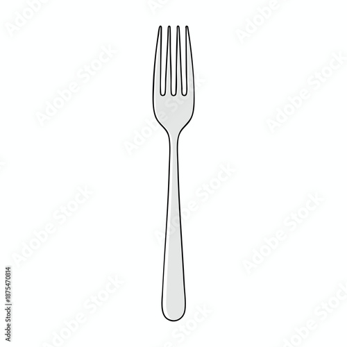Simple Line Drawing of a Stainless Steel Fork