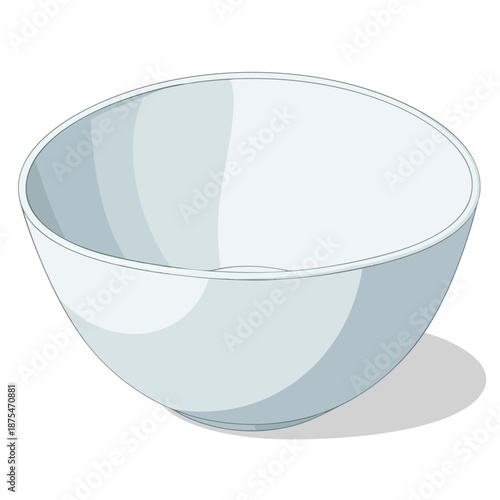 Empty White Ceramic Bowl Illustration