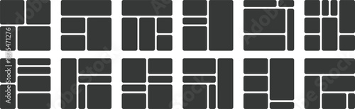 set of bento style grid layout templates for Ui Ux website design and photo collage