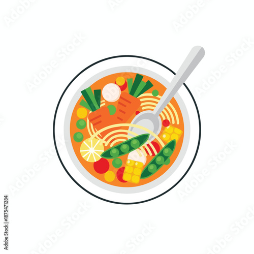 Vibrant Vegetable Soup in a Bowl