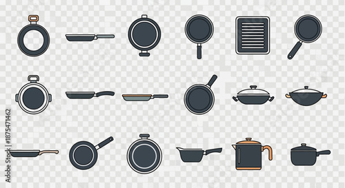 Collection of Various Kitchen Utensils and Cookware.