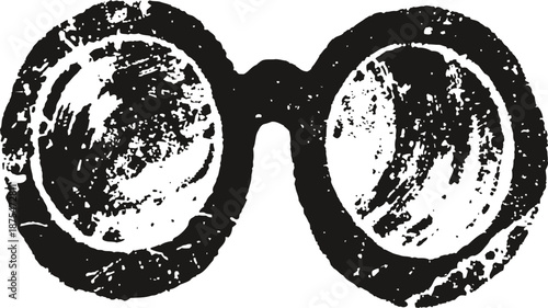 Vintage round eyeglasses with textured worn frame and scratched lenses silhouette