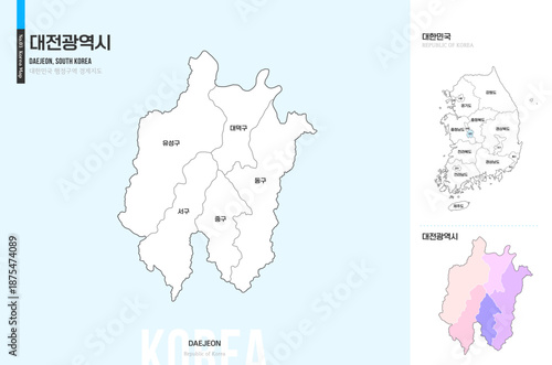 깔끔한 대전광역시 윤곽선 지도