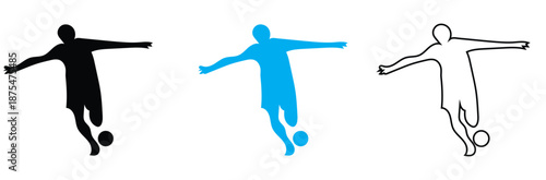 Soccer player icon. Soccer player, sports avatar Vector silhouette on white background.