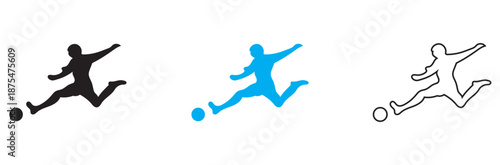 Soccer player icon. Soccer player, sports avatar Vector silhouette on white background.