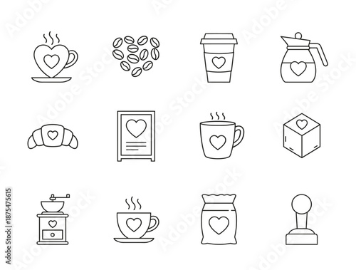 Coffee and Cafe Culture Line Icons Set