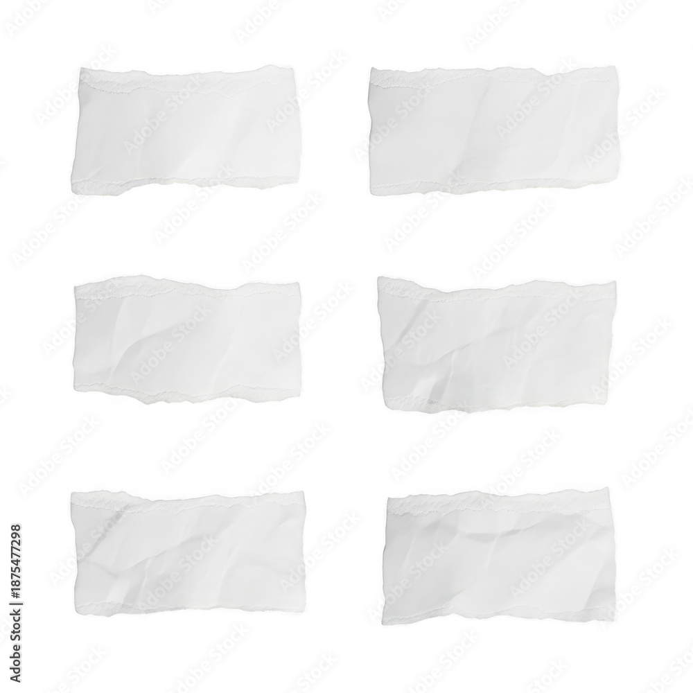 Obraz premium Set of tattered paper strips isolated on transparent background