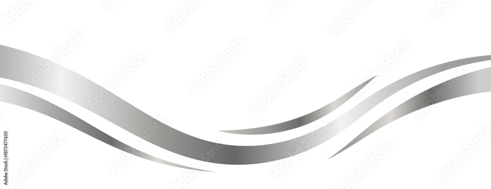 Obraz premium Flowing silver swooshes with silver gradient for a luxurious border or footer on a certificate, banner
