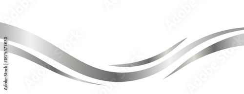 Flowing silver swooshes with silver gradient for a luxurious border or footer on a certificate, banner
