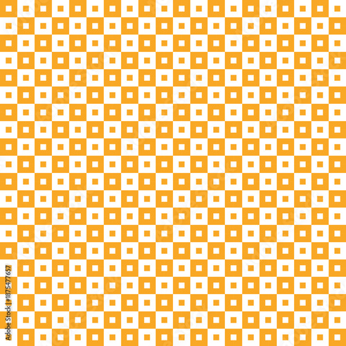 Seamless mustard yellow gingham pattern. Retro 70s nested checkered texture. Vintage geometric vector background for autumn and sunflower theme.