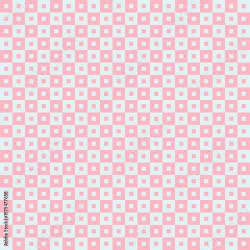Seamless pastel gingham pattern. Pink and mint green nested checkered texture. Cute geometric vector background for baby girl nursery and Easter.