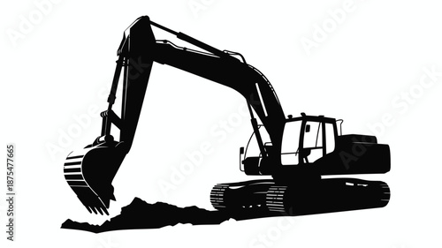 excavator on a white