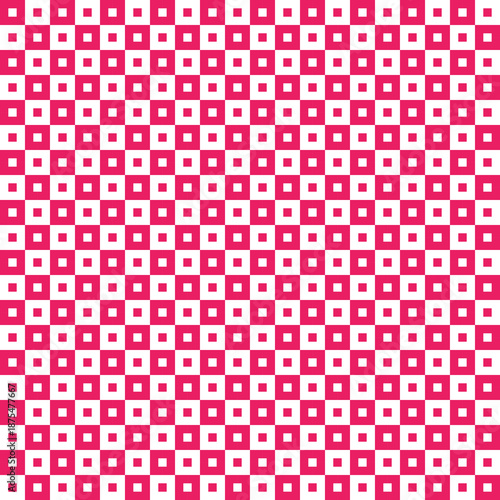 Seamless pink gingham pattern. Bright nested checkered texture. Romantic geometric vector background for Valentine's Day and girl fashion.