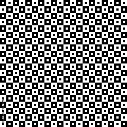 Seamless black and white checkered pattern. Modern nested square texture. Abstract geometric vector background for racing flag and floor tile design.