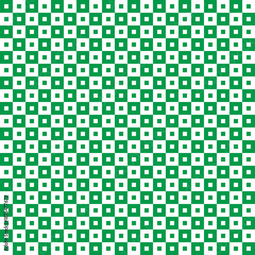 Seamless green gingham pattern. St. Patrick's Day nested checkered texture. Festive geometric vector background for holiday and spring design.