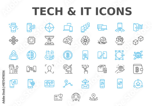 Tech and IT Icons Set - Modern Technology Symbol Collection
