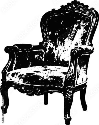 Elegant vintage armchair with ornate wooden frame and classic upholstery design