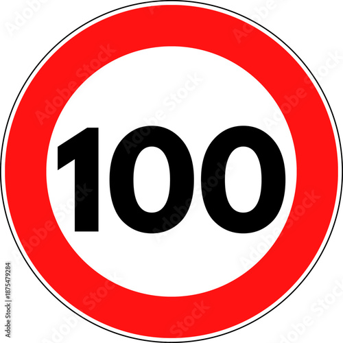 Speed limit 100 sign vector