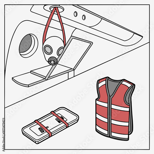 Aircraft Safety Equipment Oxygen Mask and Life Vest