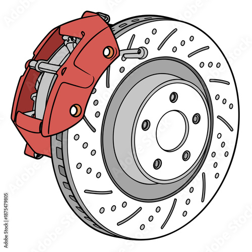 Automotive Brake System Components with Disc Caliper and Pad