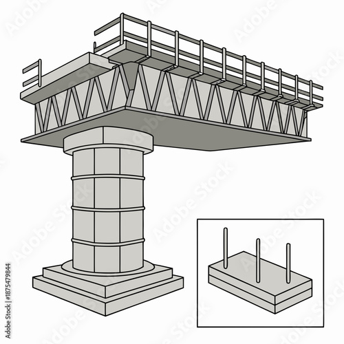 Bridge Construction Engineering Parts Girder and Pier Diagram