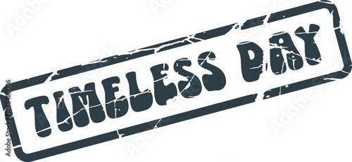 Distressed ink stamp effect with the words Timeless Pay in a rectangular outline for financial concepts