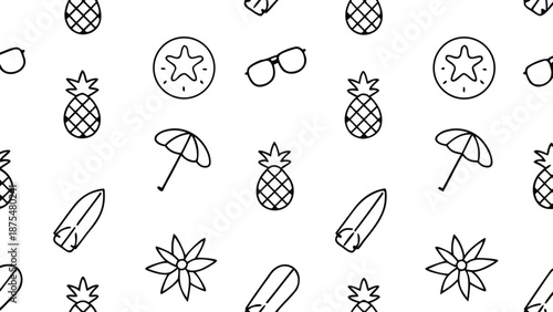 A set of summer theme vector illustration.