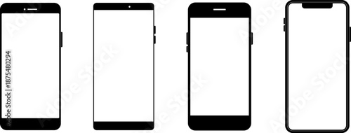 Mockup smart phone new generation Image collection isolated Transparent screen modern smartphone icon set