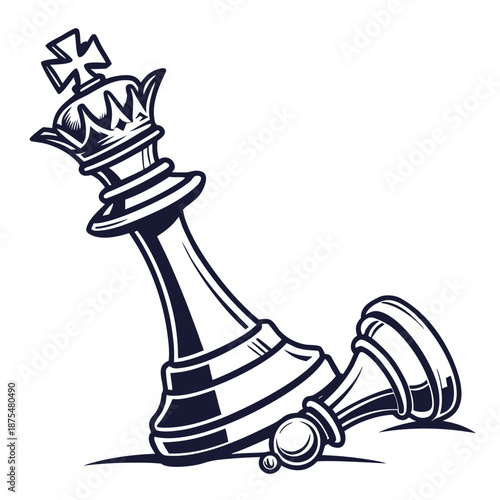 Strategic Chess King Piece on Isolated White Background