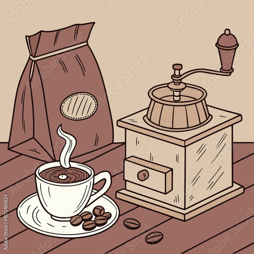 Set of Coffee Shop Equipment Icons and Accessories