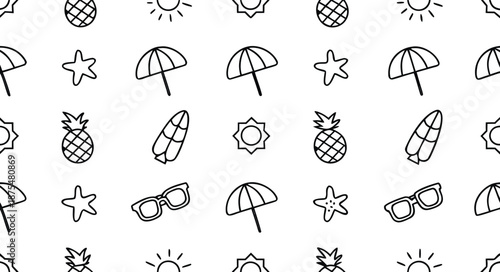 A set of summer theme vector illustration.